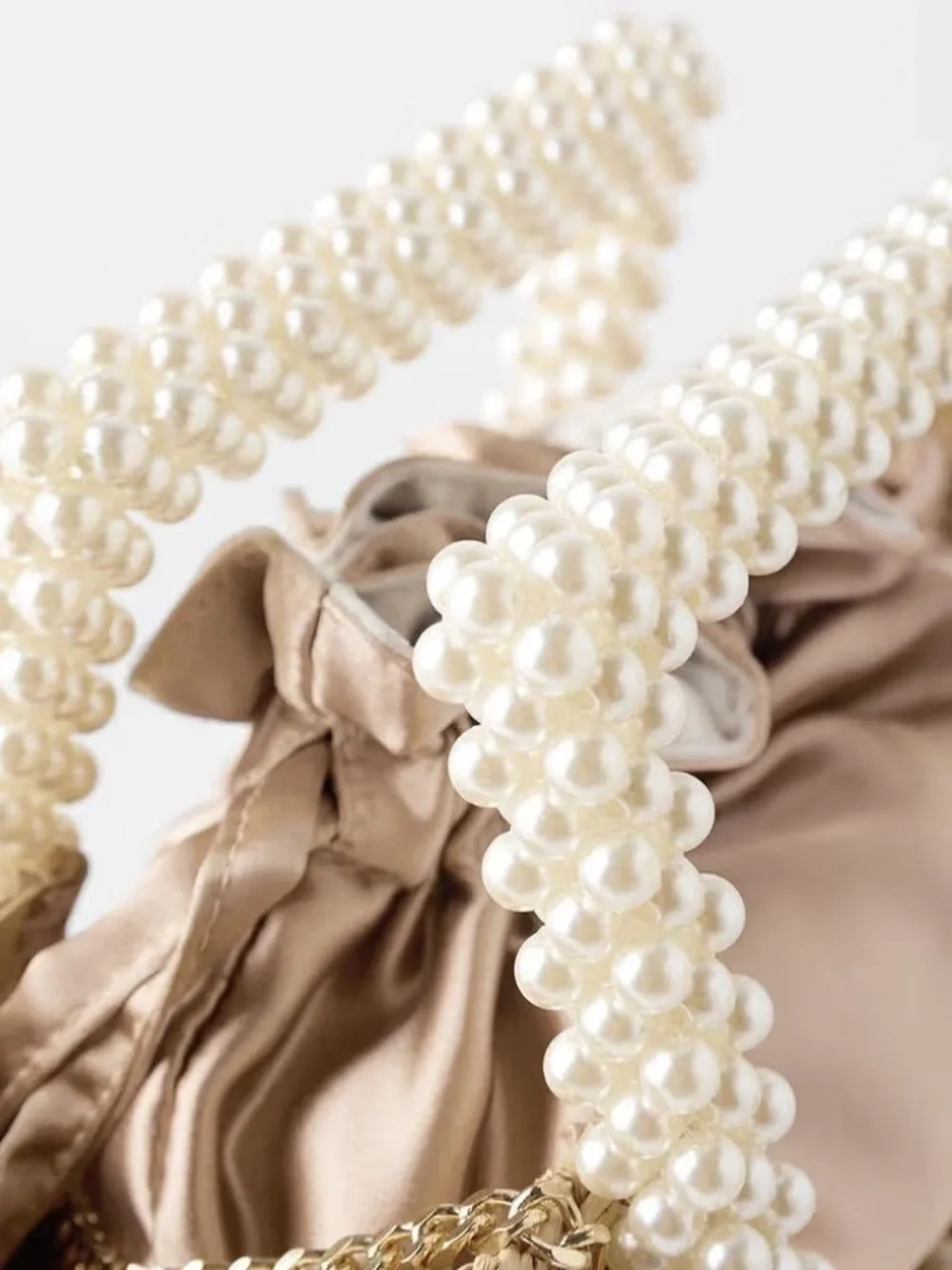 Pearl Handle Woven Straw Tote Bag in Natural and Blush